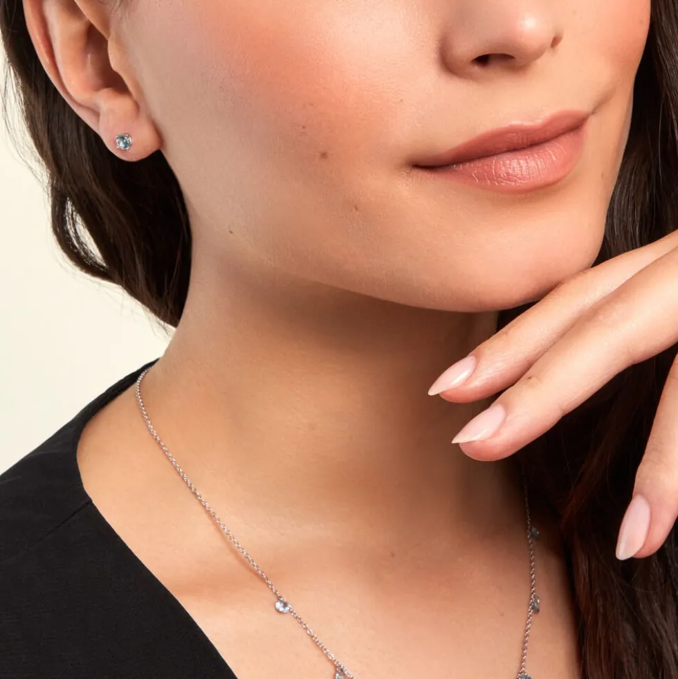 Boucles D'oreilles Puces Rio Argent Blanc Oxyde