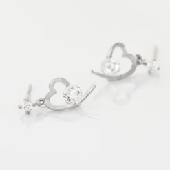 Boucles D'oreilles Puces Romance Or Blanc Oxyde De Zirconium