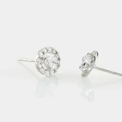 Boucles D'oreilles Puces Rosalie Or Blanc Oxyde De Zirconium