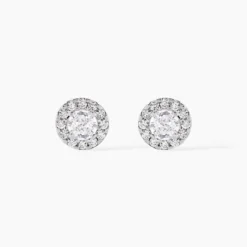 Boucles D'oreilles Puces Rosalie Or Blanc Oxyde De Zirconium
