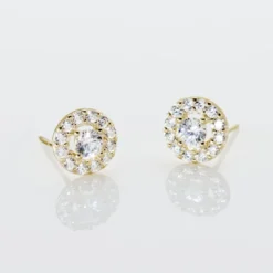 Boucles D'oreilles Puces Rosalie Or Jaune Oxyde De Zirconium