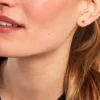 Boucles D'oreilles Puces Sabella Or Jaune Rubis Diamant