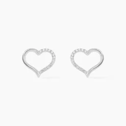 Boucles D'oreilles Puces Salona Argent Blanc Oxyde De Zirconium