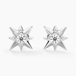 Boucles D'oreilles Puces Semira Argent Blanc Oxyde De Zirconium