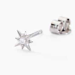 Boucles D'oreilles Puces Semira Argent Blanc Oxyde De Zirconium