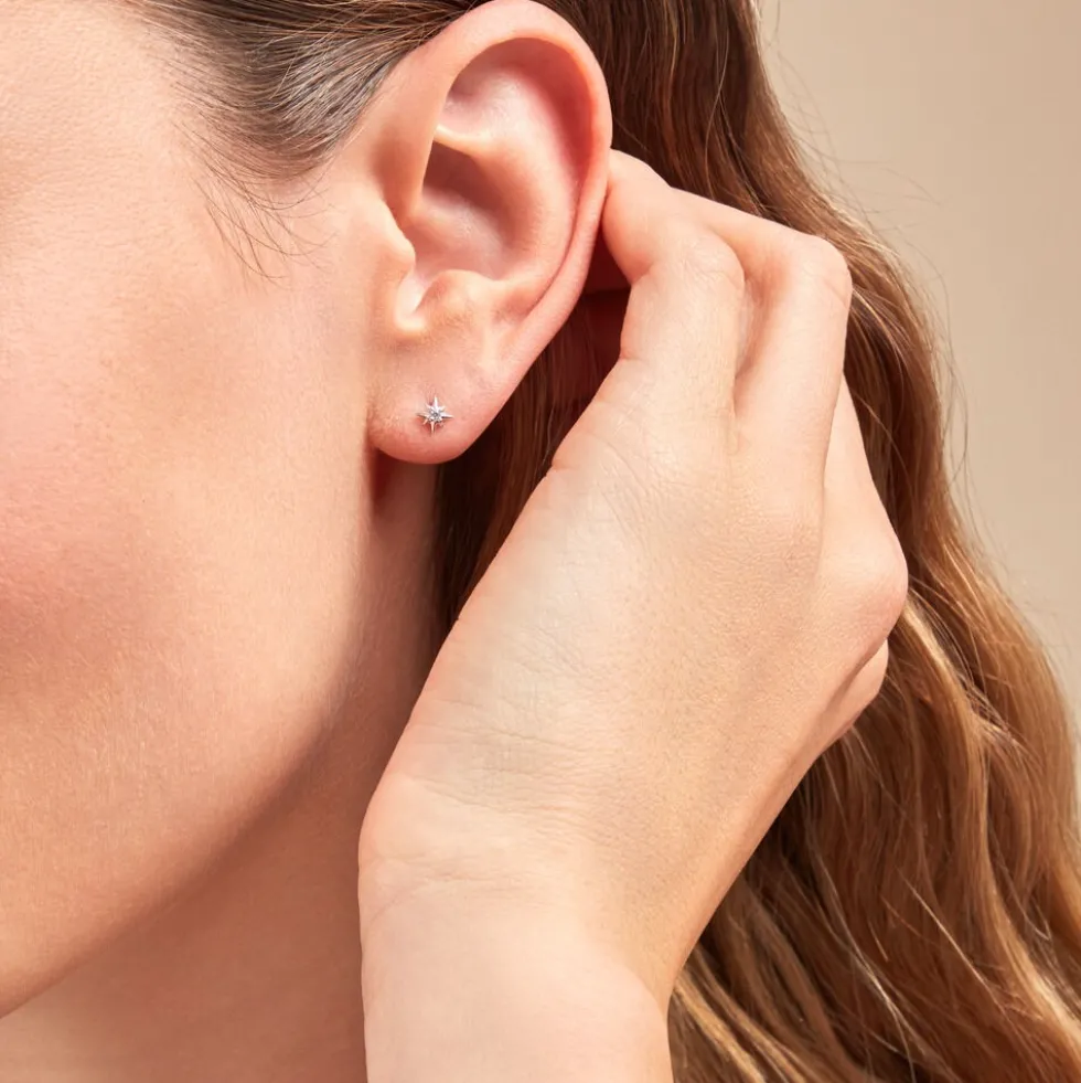 Boucles D'oreilles Puces Semira Argent Blanc Oxyde De Zirconium