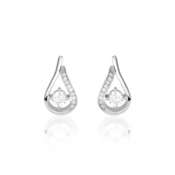 Boucles D'oreilles Puces Serena Argent Blanc Oxyde De Zirconium