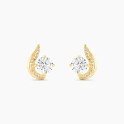 Boucles D'oreilles Puces Sevde Or Jaune Oxyde De Zirconium