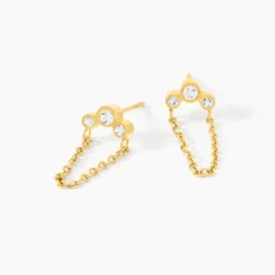 Boucles D'Oreilles Puces Sheima Acier Jaune Cristal