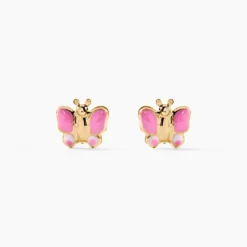 Boucles D'oreilles Puces Sienna Papillon Or Jaune