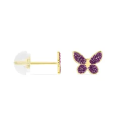 Boucles D'oreilles Puces Silia Papillon Or Jaune