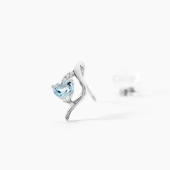 Boucles D'oreilles Puces Silucia Or Blanc Topaze Oxyde De Zirconium