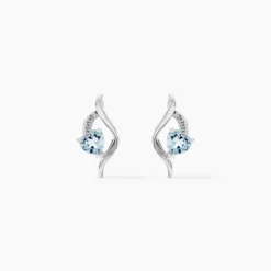 Boucles D'oreilles Puces Silucia Or Blanc Topaze Oxyde De Zirconium