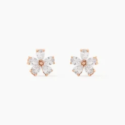 Boucles D'oreilles Puces Siriana Argent Rose Oxyde De Zirconium