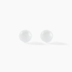 Boucles D'oreilles Puces Solene Argent Blanc Céramique