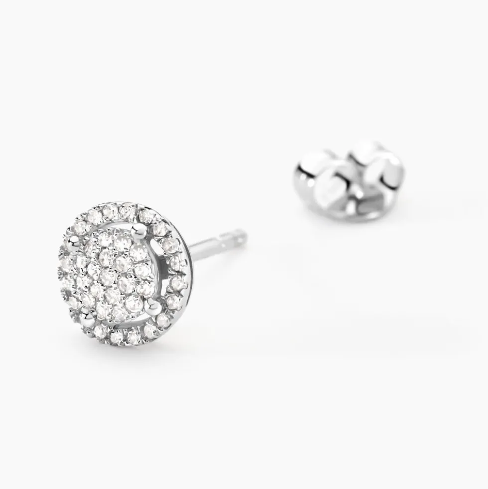 Boucles D'oreilles Puces Soleil D'hiver Or Blanc Diamant