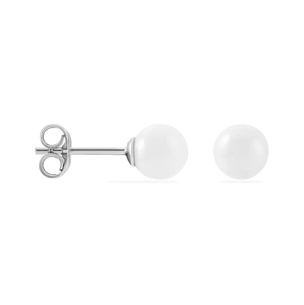 Boucles D'oreilles Puces Solene Argent Blanc Céramique