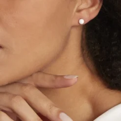Boucles D'oreilles Puces Solene Argent Blanc Céramique