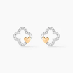 Boucles D'oreilles Puces Sorya Or Jaune Argent Blanc