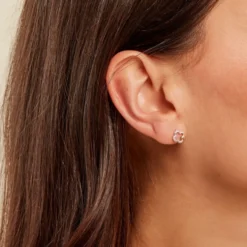 Boucles D'oreilles Puces Sorya Or Jaune Argent Blanc