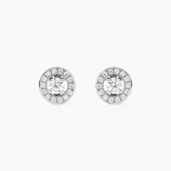 Boucles D'oreilles Puces Star Or Blanc Oxyde De Zirconium