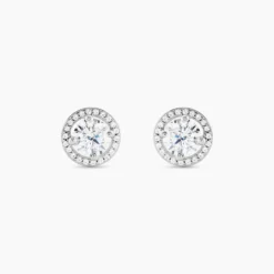 Boucles D'oreilles Puces Stelila Or Blanc Oxyde De Zirconium