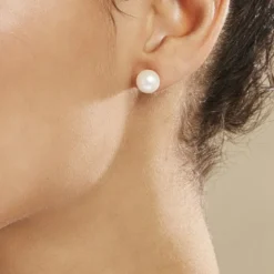 Boucles D'oreilles Puces Suki Or Jaune Perle De Culture