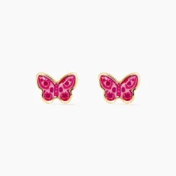 Boucles D'oreilles Puces Sulivia Papillon Or Jaune