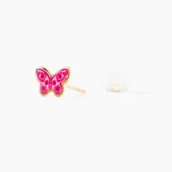 Boucles D'oreilles Puces Sulivia Papillon Or Jaune