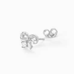 Boucles D'oreilles Puces Suna Argent Blanc Oxyde De Zirconium