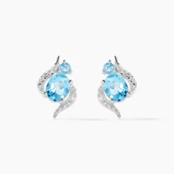 Boucles D'oreilles Puces Sunset Or Blanc Topaze Oxyde