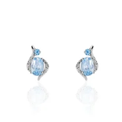 Boucles D'oreilles Puces Sunset Or Blanc Topaze Et Diamant