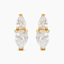 Boucles D'oreilles Puces Timeus Or Jaune Oxyde De Zirconium