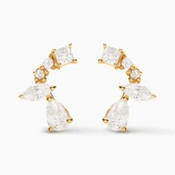 Boucles D'oreilles Puces Tyr Or Jaune Oxyde De Zirconium
