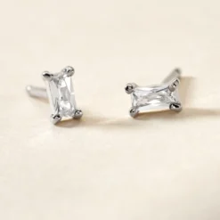 Boucles D'oreilles Puces Udia Argent Blanc Oxyde De Zirconium