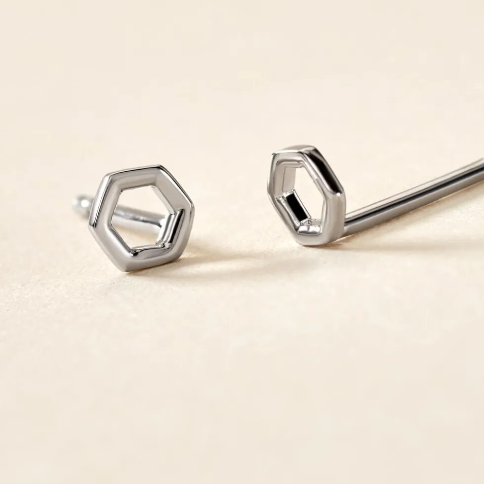 Boucles D'oreilles Puces Ulima Argent Blanc