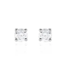 Boucles D'oreilles Puces Victoria Or Blanc Diamant