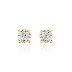 Boucles D'oreilles Puces Victoria Or Jaune Diamant
