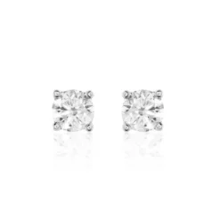 Boucles D'oreilles Puces Victoria Or Blanc Diamant