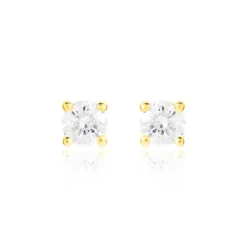 Boucles D'oreilles Puces Victoria Or Jaune Diamant