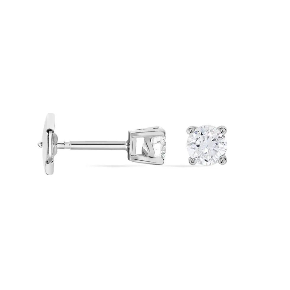 Boucles D'oreilles Puces Victoria Or Blanc Diamant