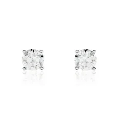 Boucles D'oreilles Puces Victoria Or Blanc Diamant
