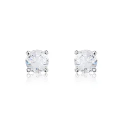 Boucles D'oreilles Puces Victoria Or Blanc Diamant