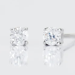 Boucles D'oreilles Puces Victoria Or Blanc Diamant