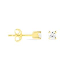Boucles D'oreilles Puces Victoria Or Jaune Diamant