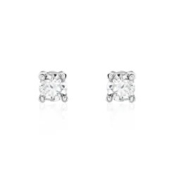 Boucles D'oreilles Puces Victoria Or Blanc Diamant