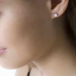 Boucles D'oreilles Puces Victoria Or Blanc Diamant