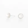 Boucles D'oreilles Puces Vittorio Argent Blanc Perle De Culture