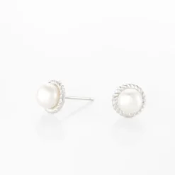 Boucles D'oreilles Puces Vittorio Argent Blanc Perle De Culture
