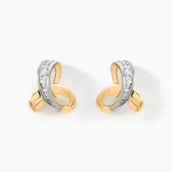 Boucles D'oreilles Puces Volute Or Jaune Diamant